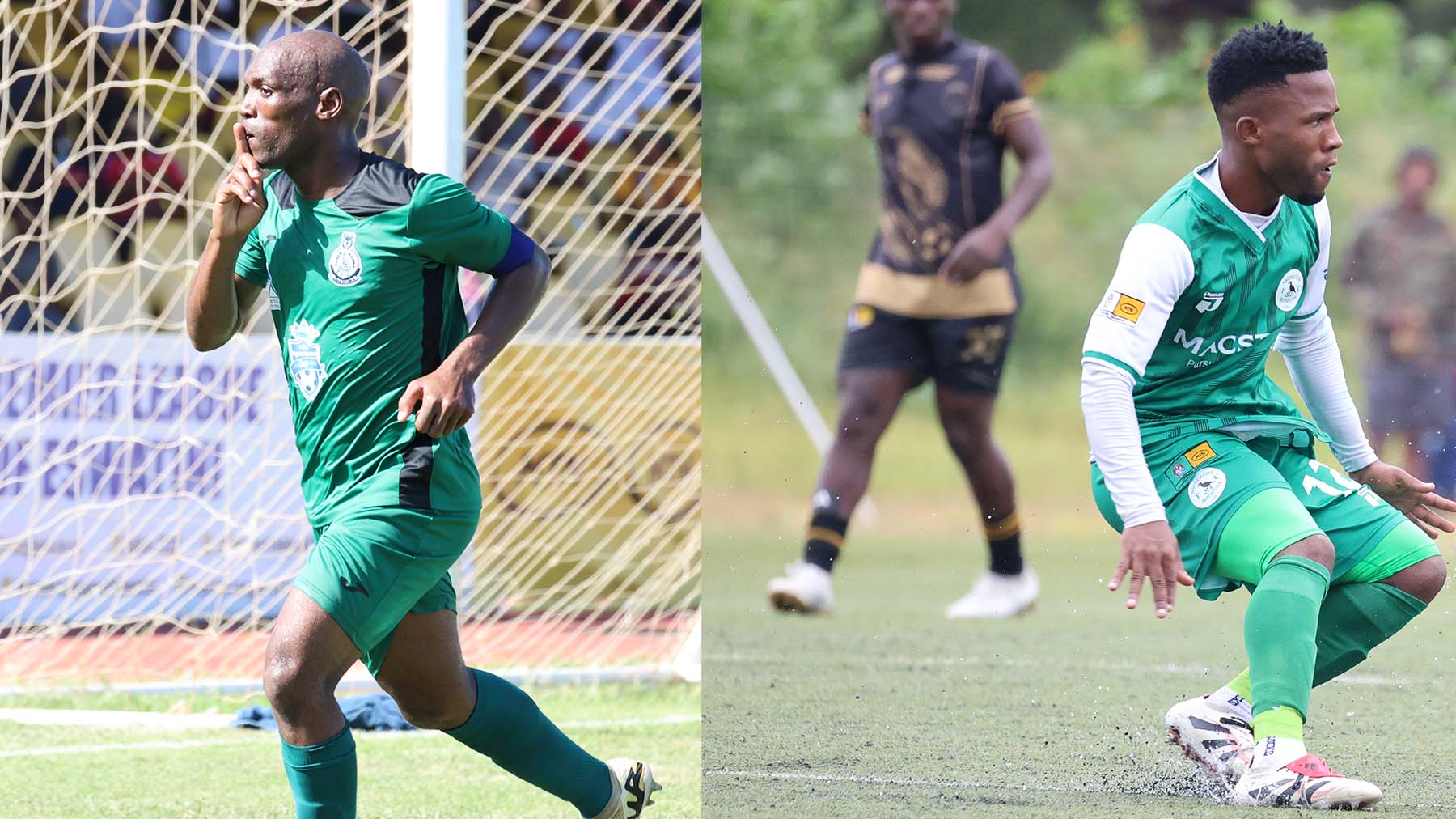 Green Mamba seasoned skipper Sabelo 'Sikhali' Ndzinisa. (R) Nsingizini Yeki Khumalo.